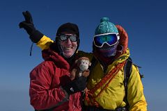11B Jerome Ryan, Dangles And Guide Liza Pahl Close Up On The Mount Elbrus West Main Peak Summit 5642m